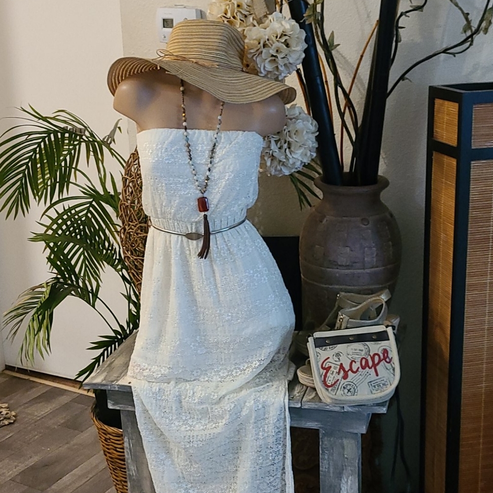 SALE TODAY BEAUTIFUL LACE LONG SMALL DRESS MEDIUM - Picture 14 of 16